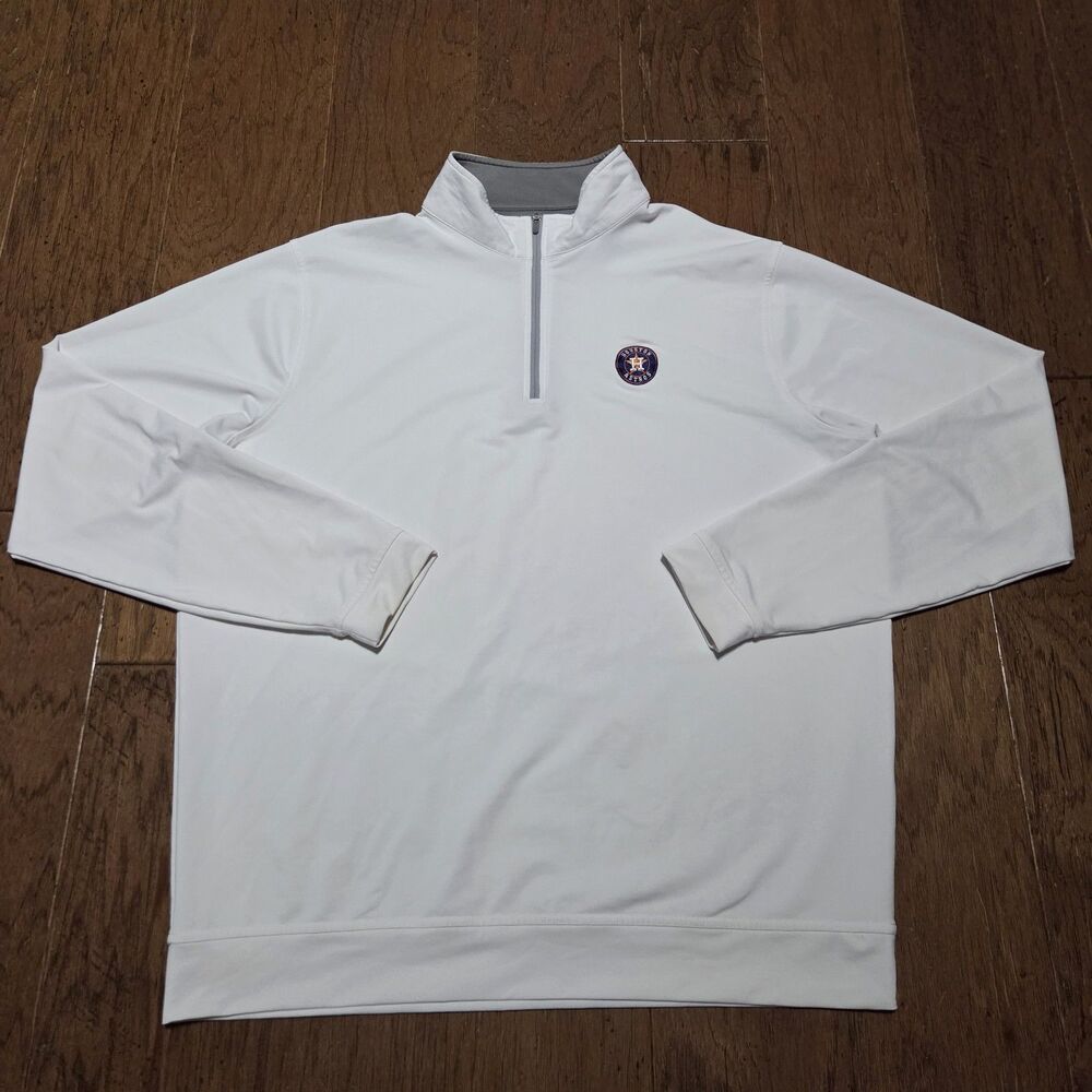 Peter Millar Houston Astros Perth White Performance Quarter-Zip Men's Large